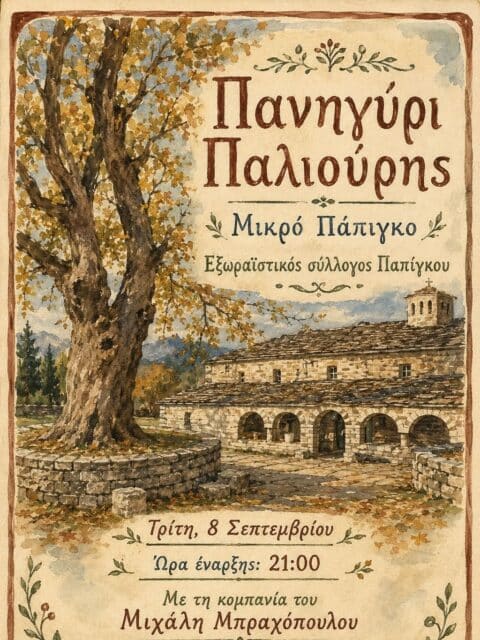 Αφίσα: Πανηγύρι Παλιούρης στο Μικρό Πάπιγκο Ιωαννίνων