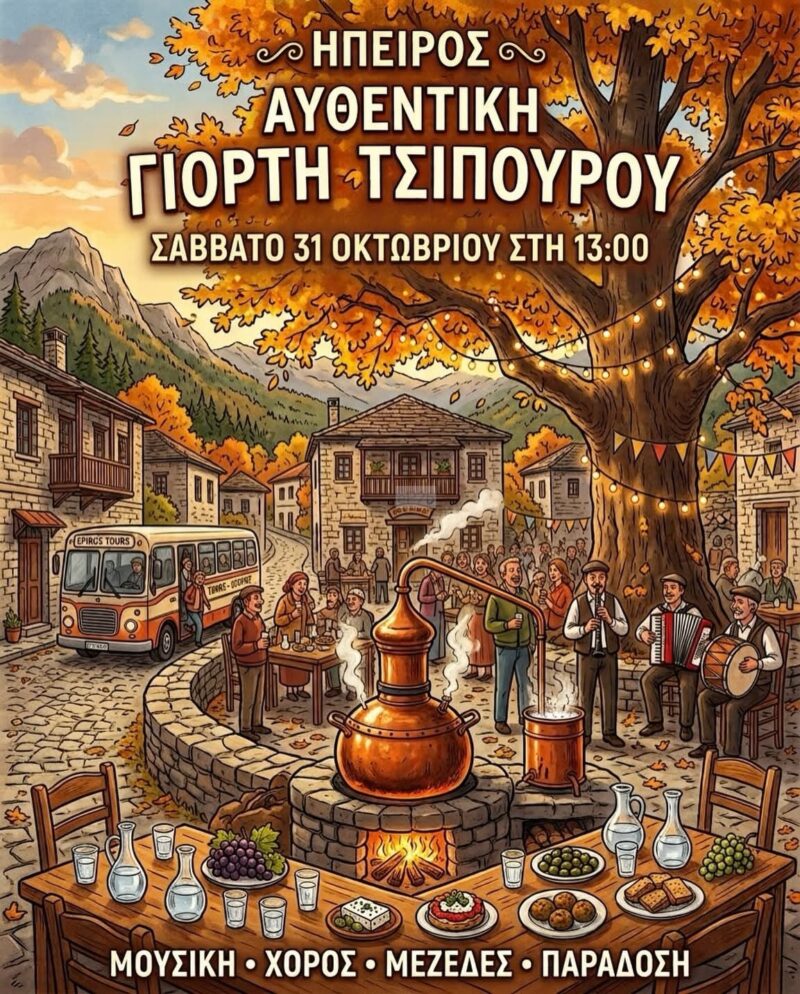 Αφίσα: Γιορτή Τσίπουρου στα Κτίσματα Πωγωνίου